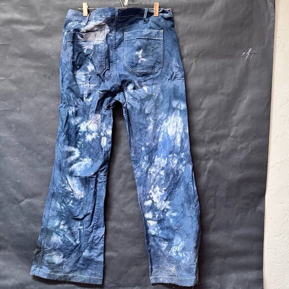 Wide Leg Jeans Black Tie Dye Size 33x34 Denim Ecofriendly Colorfast Tied Dyed - Picture 3 of 10